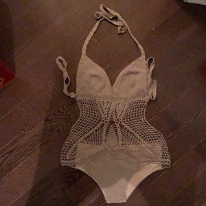 BCBG Maxazaria crochet bathing suit/ bodysuit